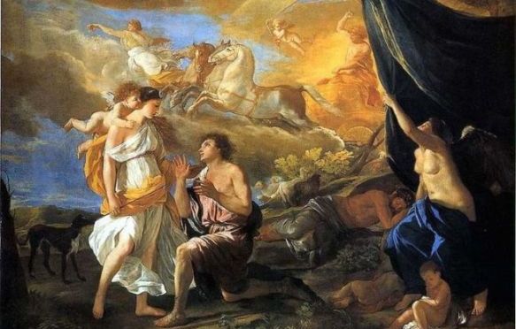 Helios y Selene antes de Apolo y Artemisa.